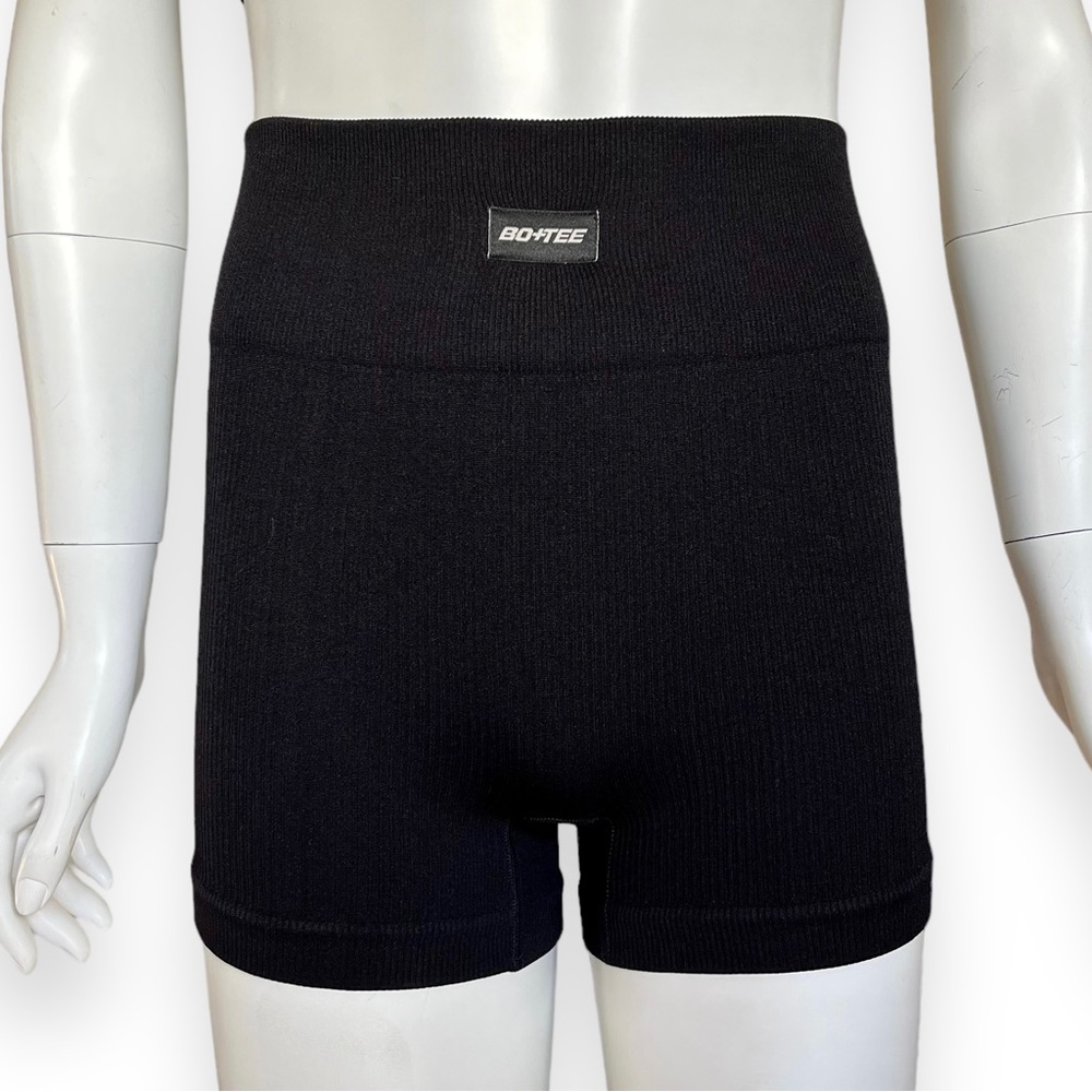 BO and TEE Workout MINI Shorts AVALANCHE Ribbed High Waist NWOT Black Size XS
